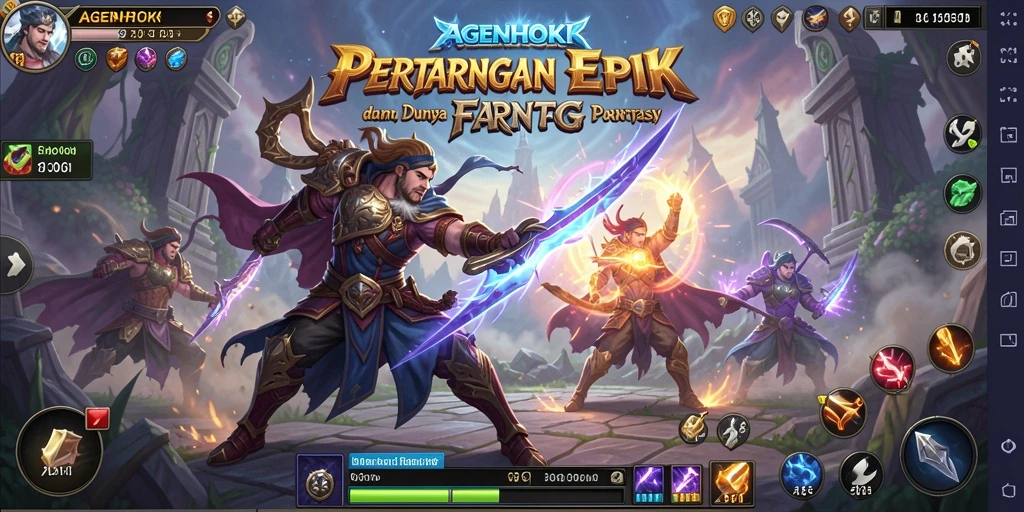 Tangkapan layar gameplay AGENHOKI dengan pertarungan yang mendebarkan di dunia fantasi.