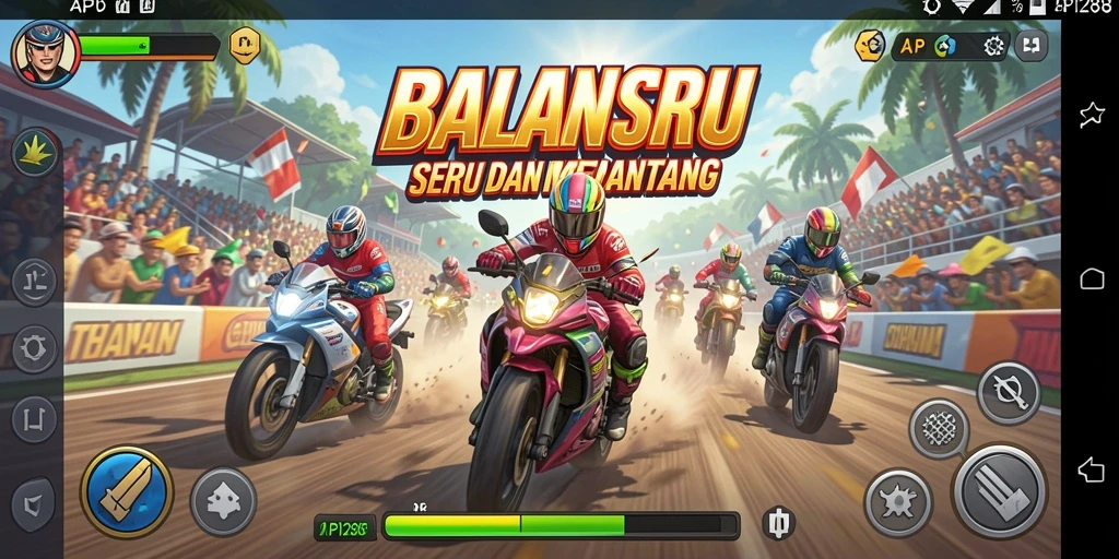 Screenshot gameplay API288 menampilkan balapan seru dengan kendaraan cepat.
