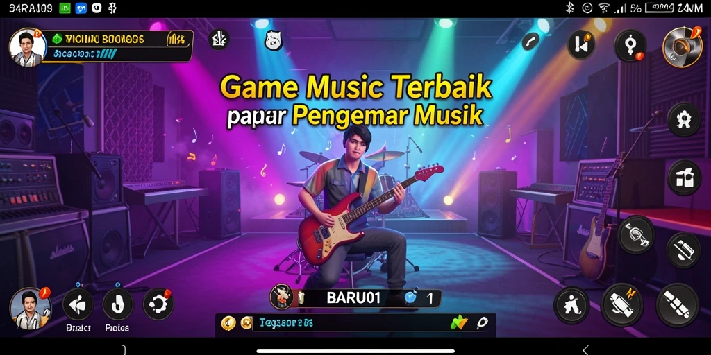 Tampilan gameplay BARU01 yang menyenangkan dengan musik yang menghibur.