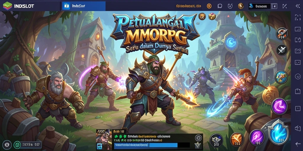 Tangkapan layar utama INDSLOT menampilkan aksi petualangan di dunia MMORPG yang memukau.