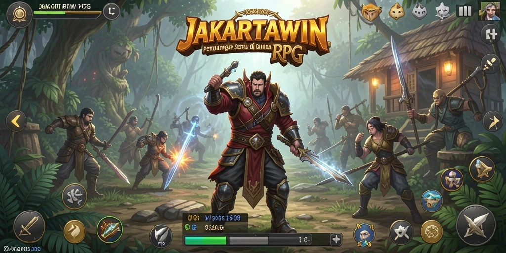 Screenshot JAKARTAWIN menunjukkan aksi seru dalam pertempuran RPG.