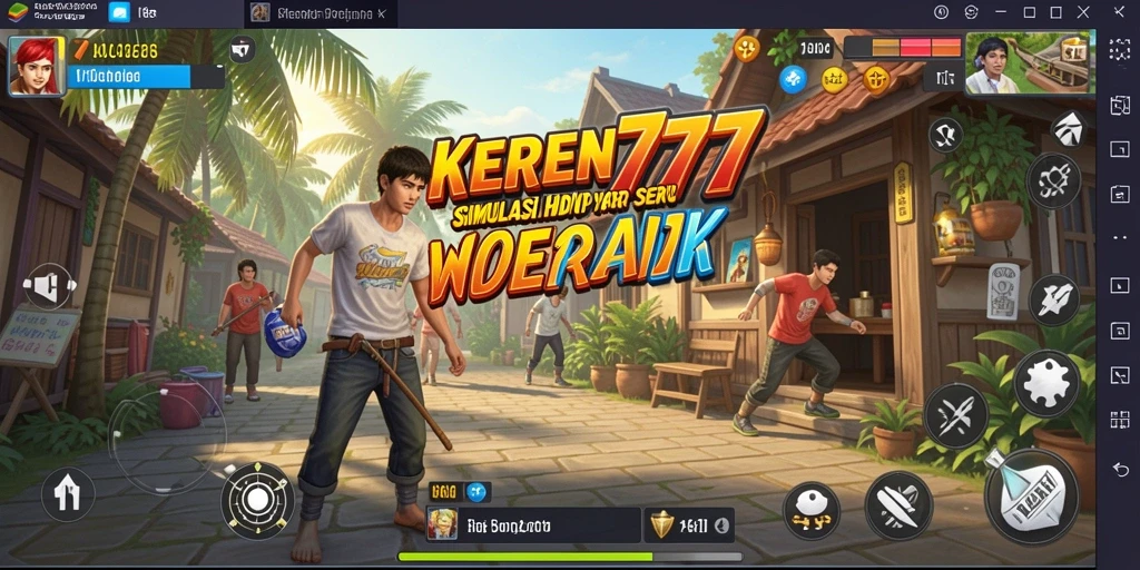 Tampilan gameplay KEREN777 yang menampilkan interaksi karakter dan aktivitas sehari-hari.