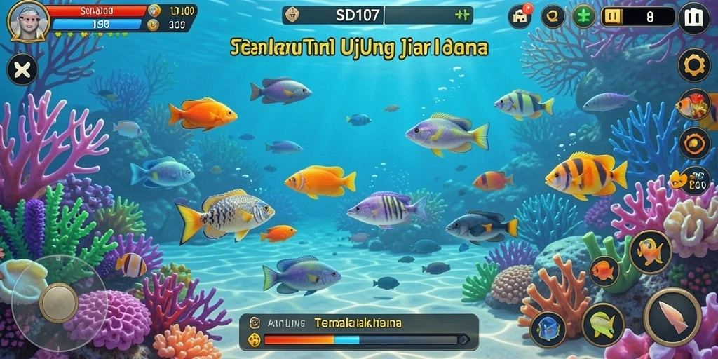 Screenshot gameplay <strong>SD107</strong> yang menampilkan aksi seru menembak ikan.