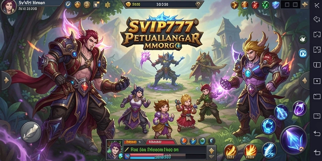 Screenshot gameplay SVIP777 menampilkan pertempuran seru dalam dunia MMORPG.