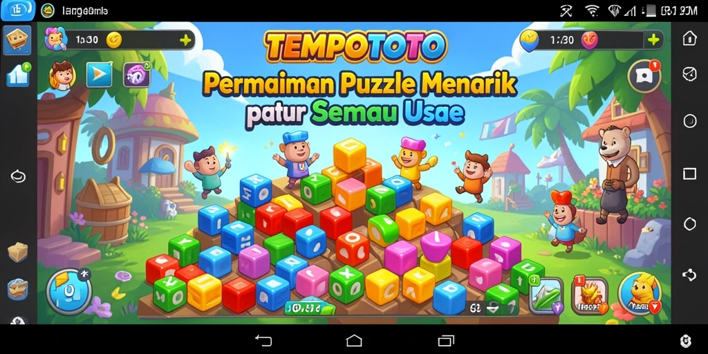 Screenshot TEMPOTOTO menampilkan tantangan Puzzle yang seru dan interaktif.