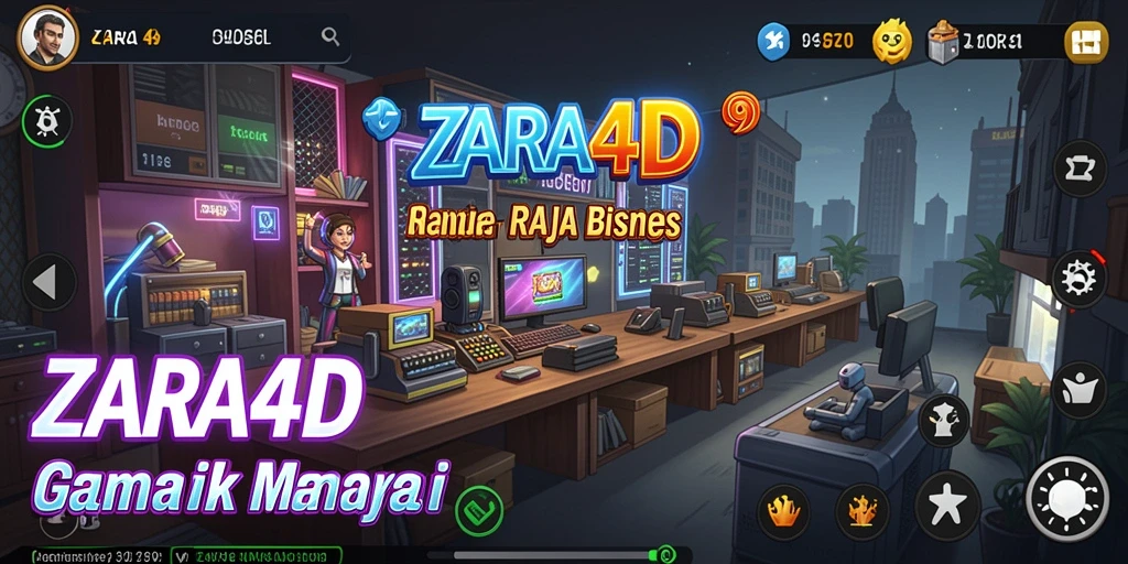 Gambaran gameplay ZARA4D dengan manajemen bisnis yang seru.